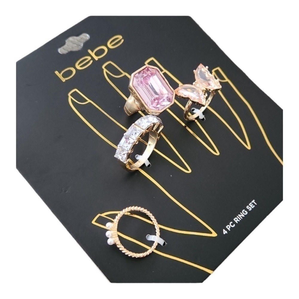NWT-BEBE-4 PIECE RING SET - Picture 2 of 4